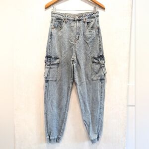 S.O.N.G Cargo Baggy Joggers Light Blue Wash Cargo Jogger Jeans Size 5/27